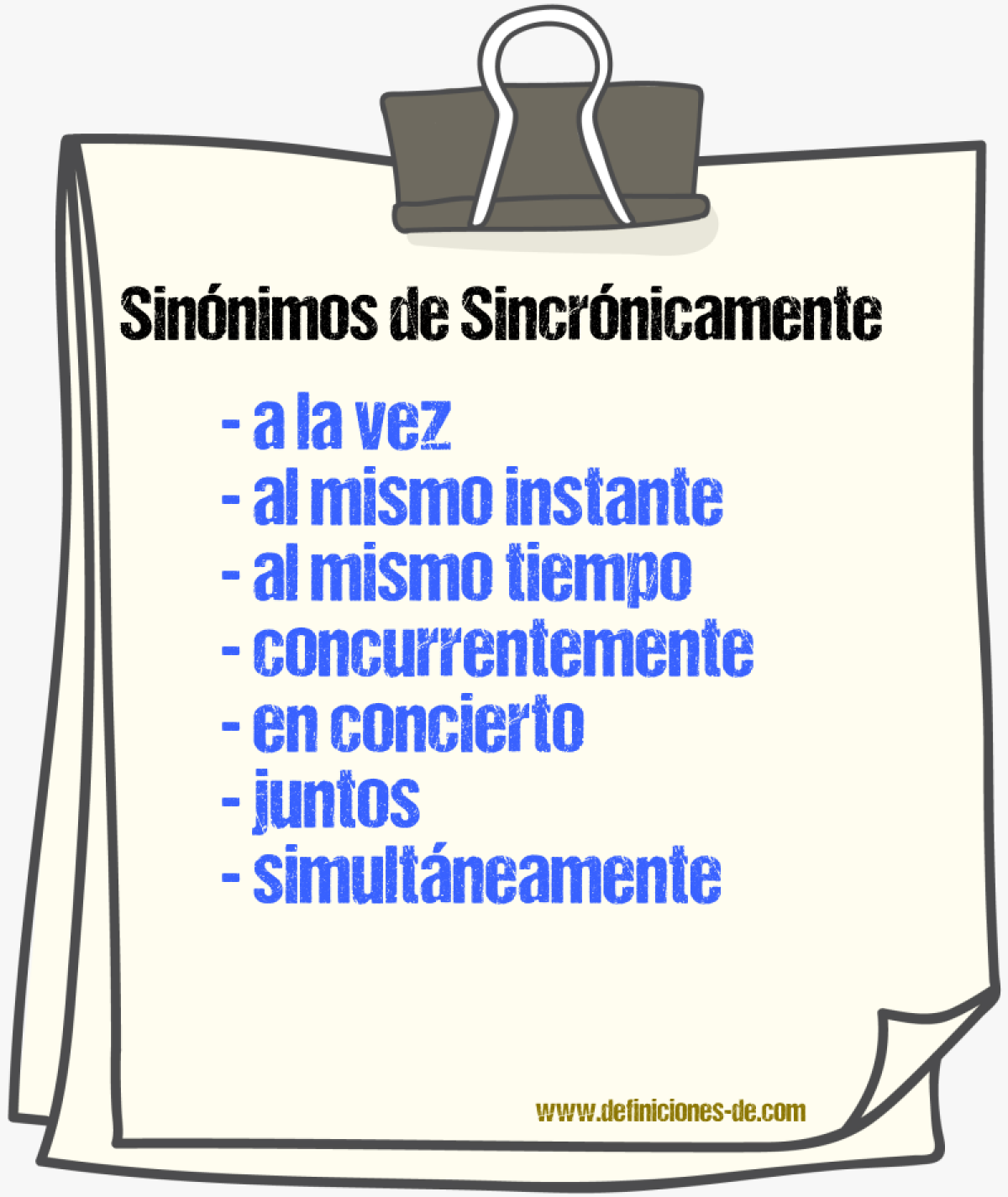 Sinnimos de sincrnicamente