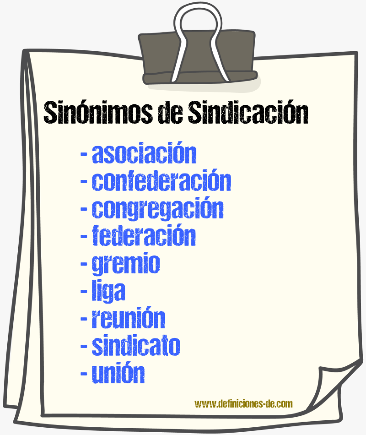 Sinnimos de sindicacin