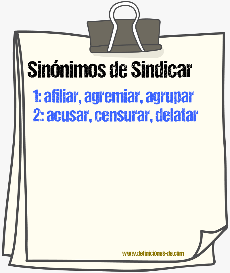 Sinnimos de sindicar