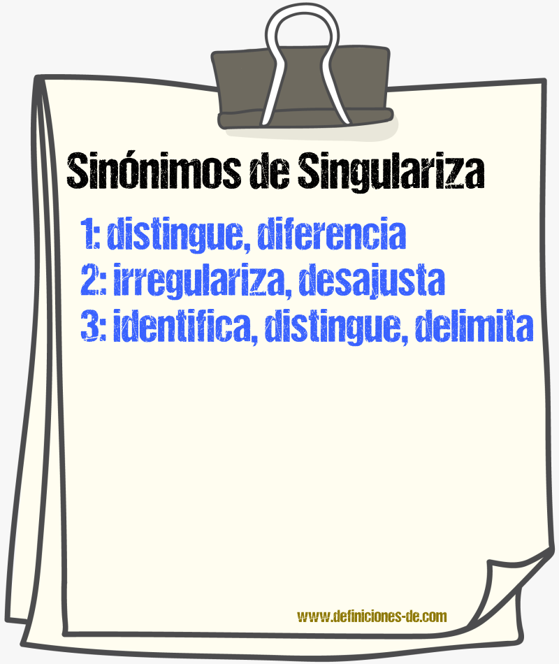 Sinónimos de singulariza