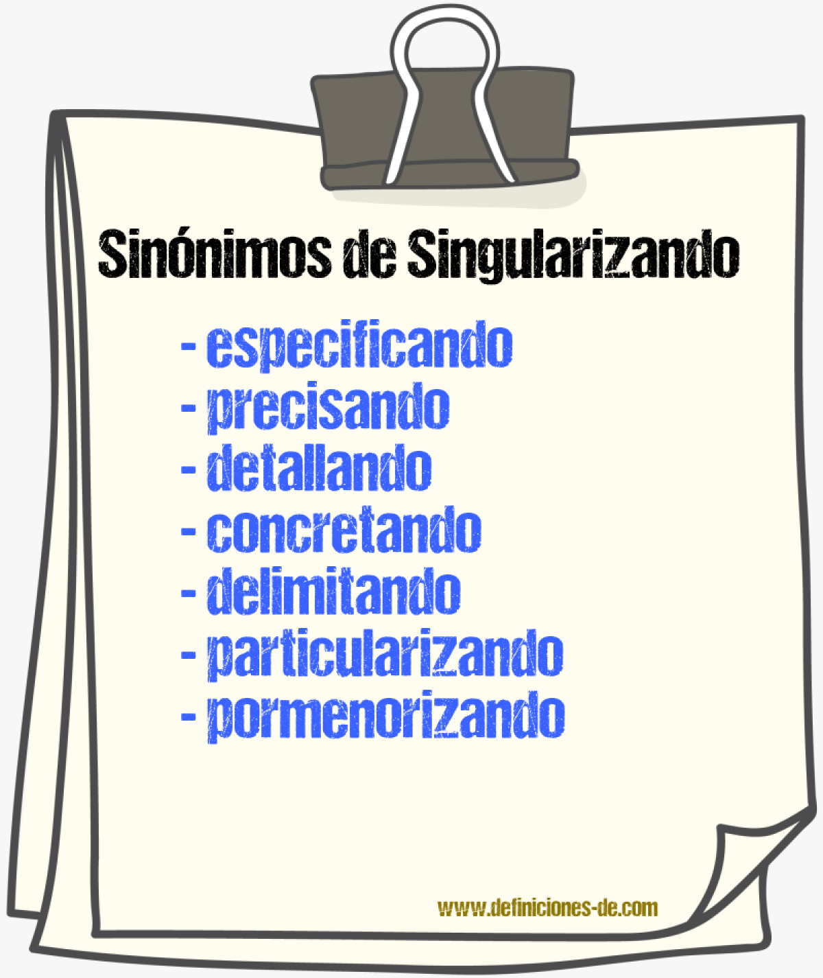 Sinónimos de singularizando