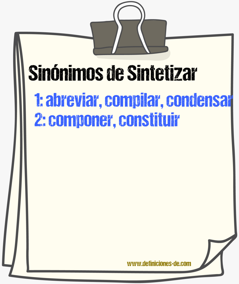 Sinnimos de sintetizar