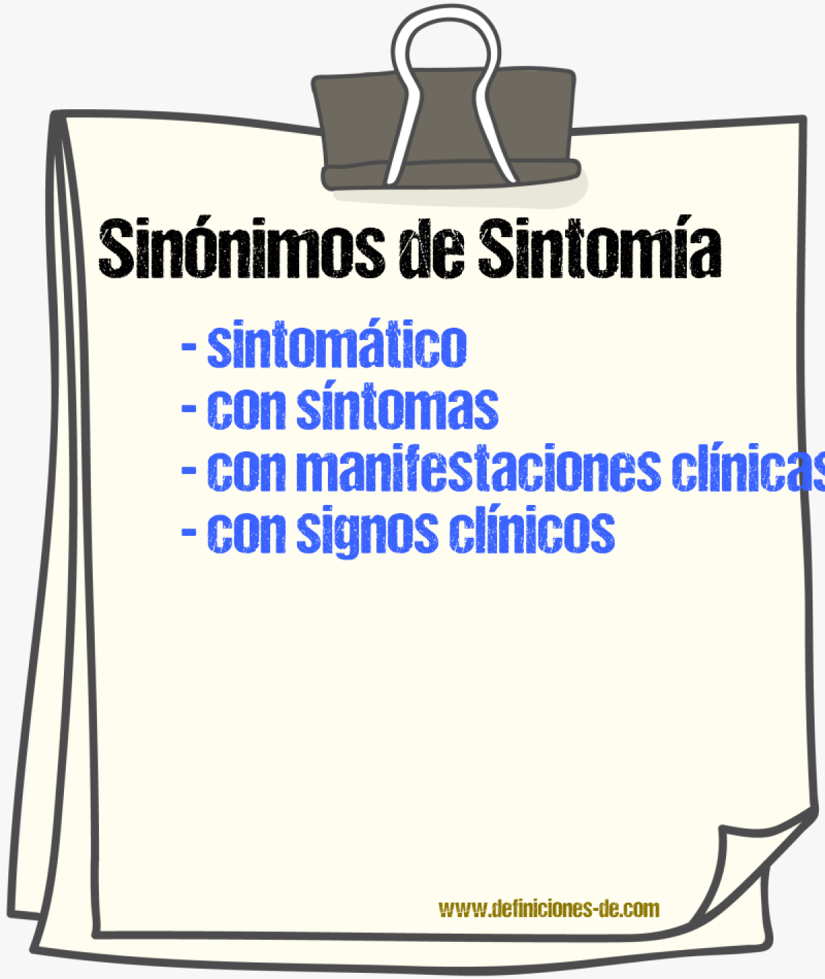Sinónimos de sintomía