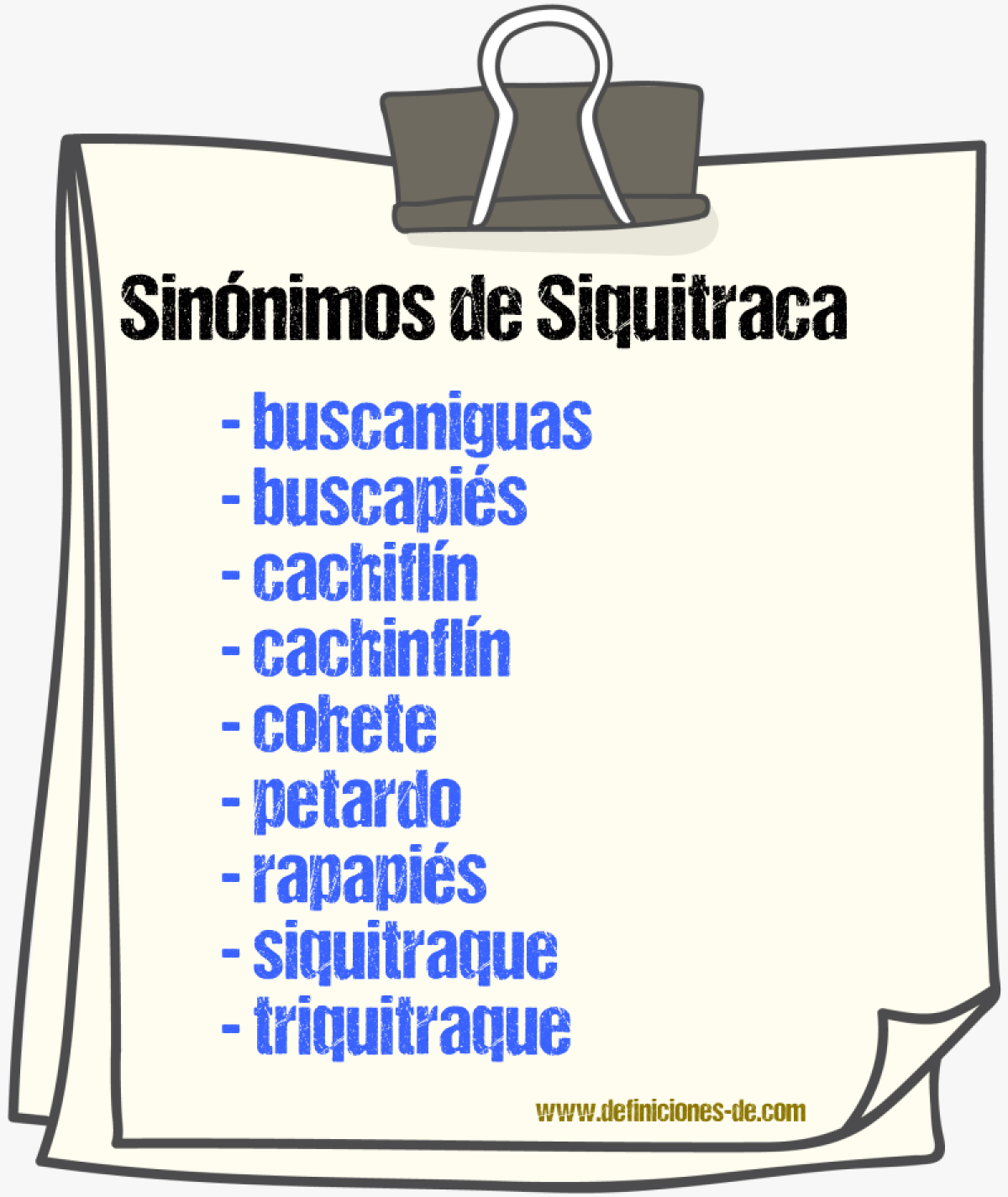 Sinnimos de siquitraca