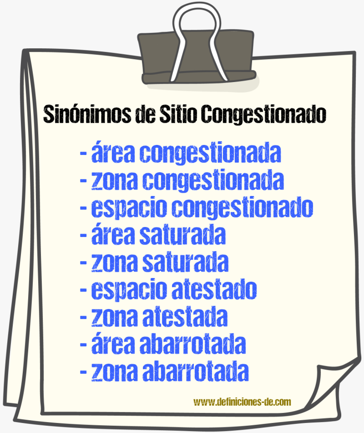 Sinónimos de sitio congestionado