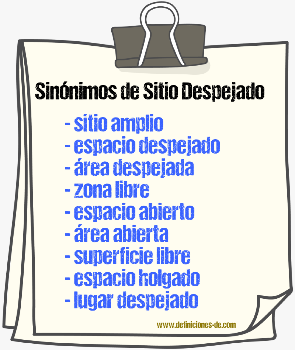 Sinónimos de sitio despejado