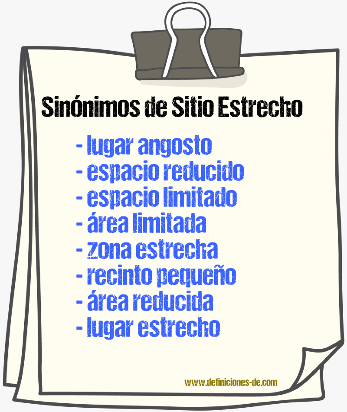 Sinónimos de sitio estrecho