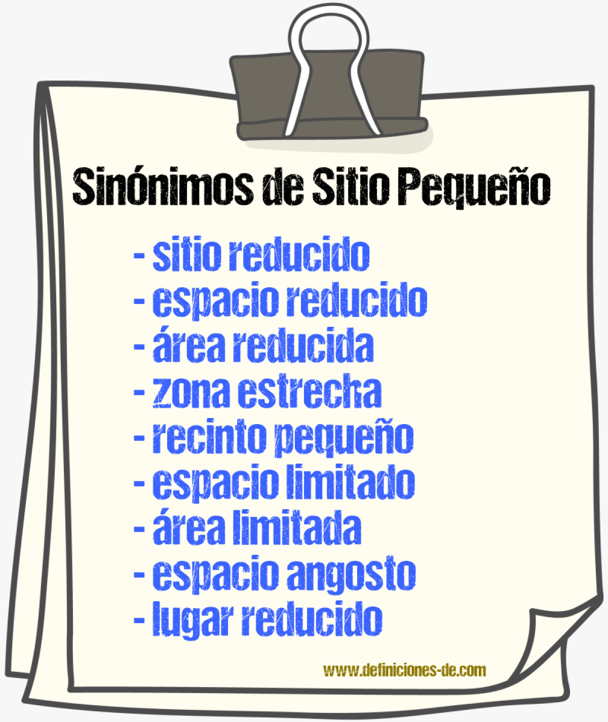Sinónimos de sitio pequeño