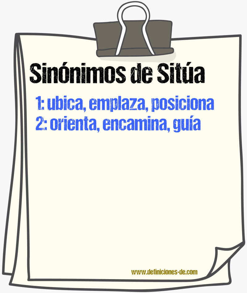 Sinónimos de sitúa