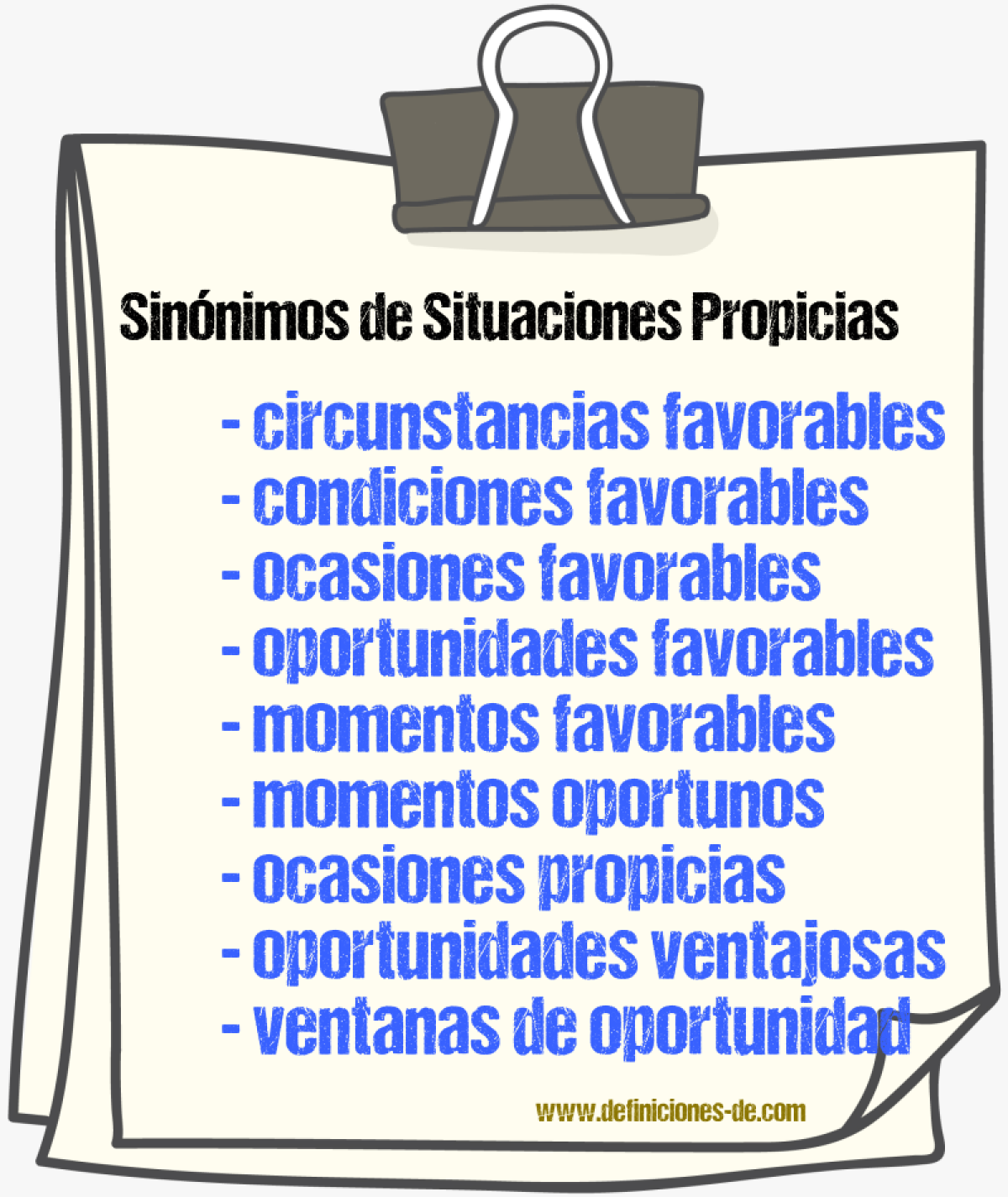 Sinónimos de situaciones propicias
