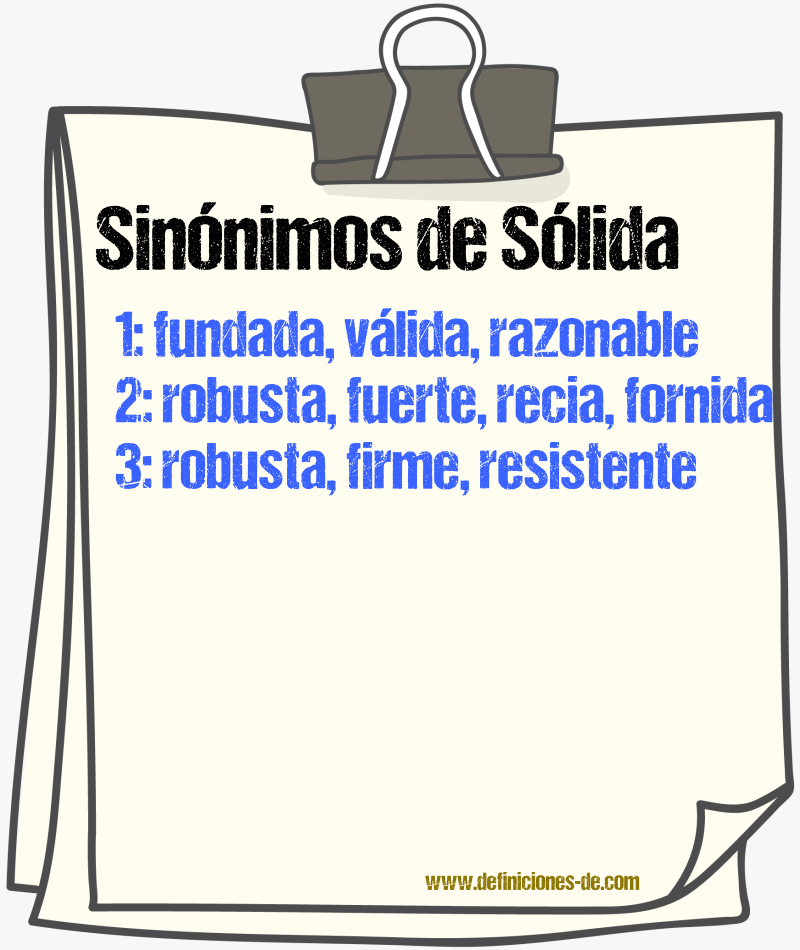 Sinónimos de sólida