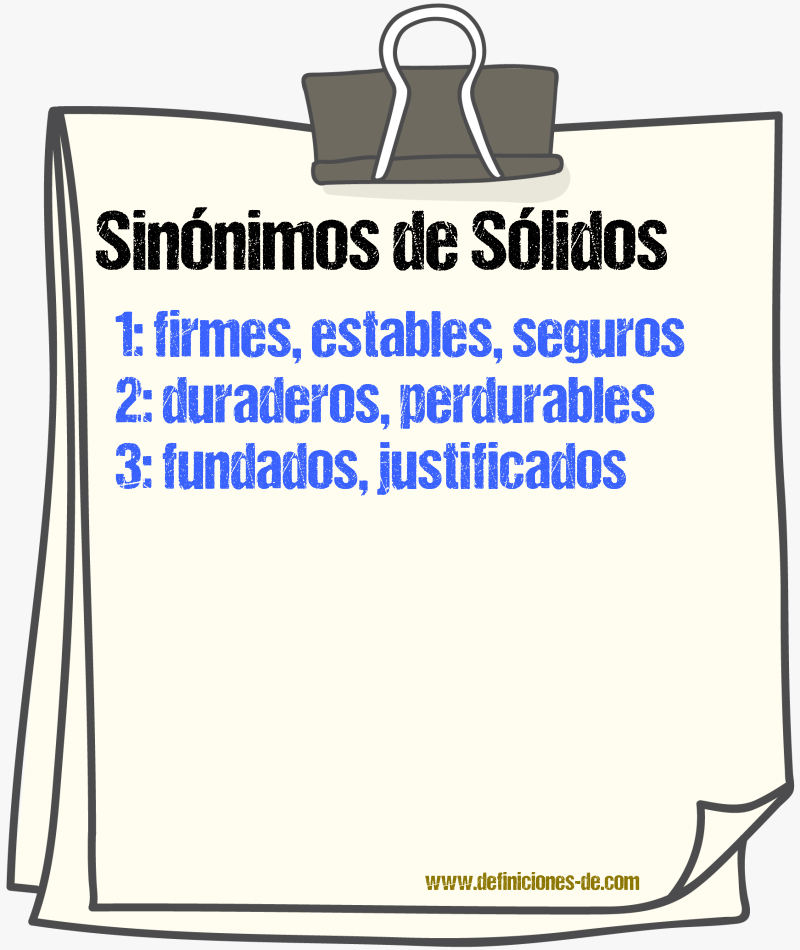 Sinónimos de sólidos