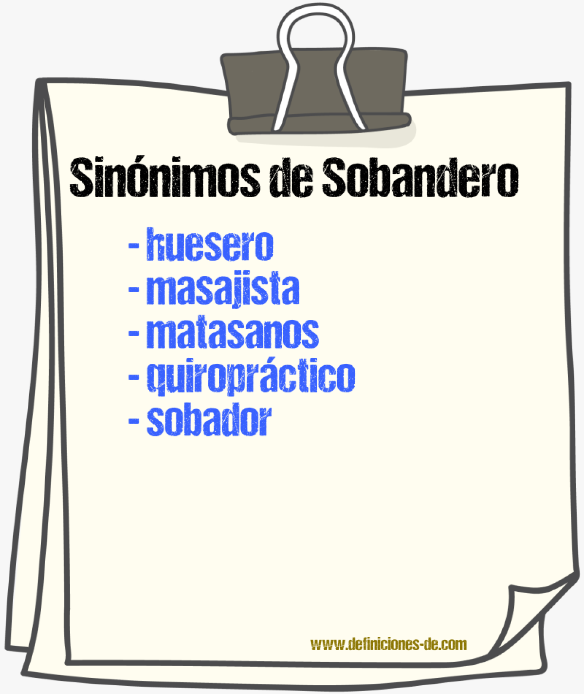 Sinnimos de sobandero