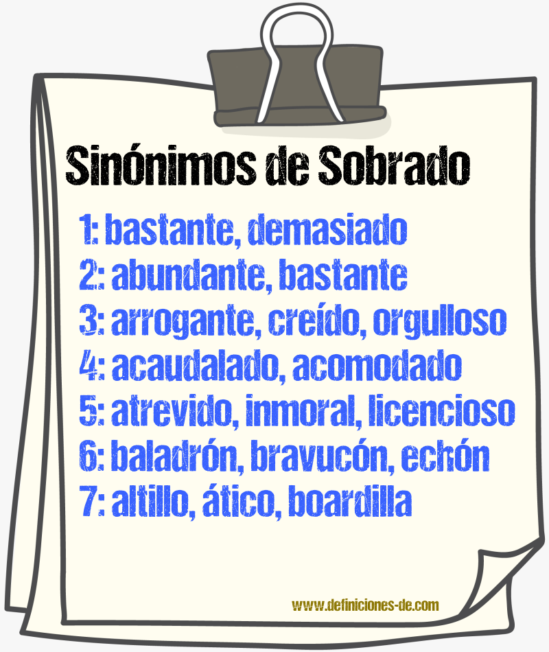 Sinnimos de sobrado