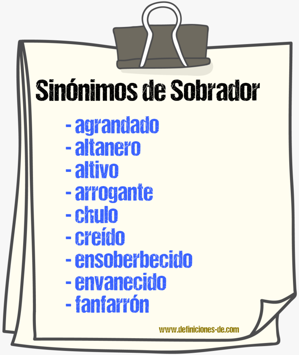 Sinnimos de sobrador