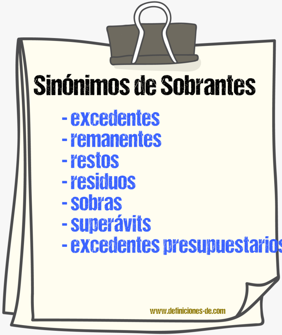 Sinónimos de sobrantes