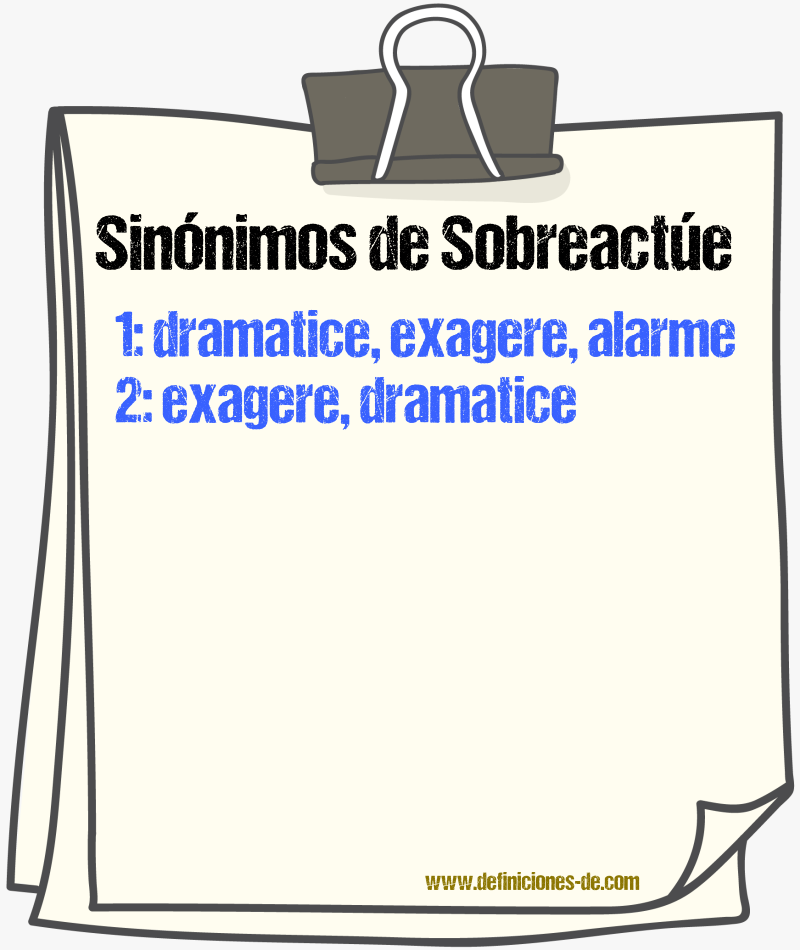 Sinónimos de sobreactúe
