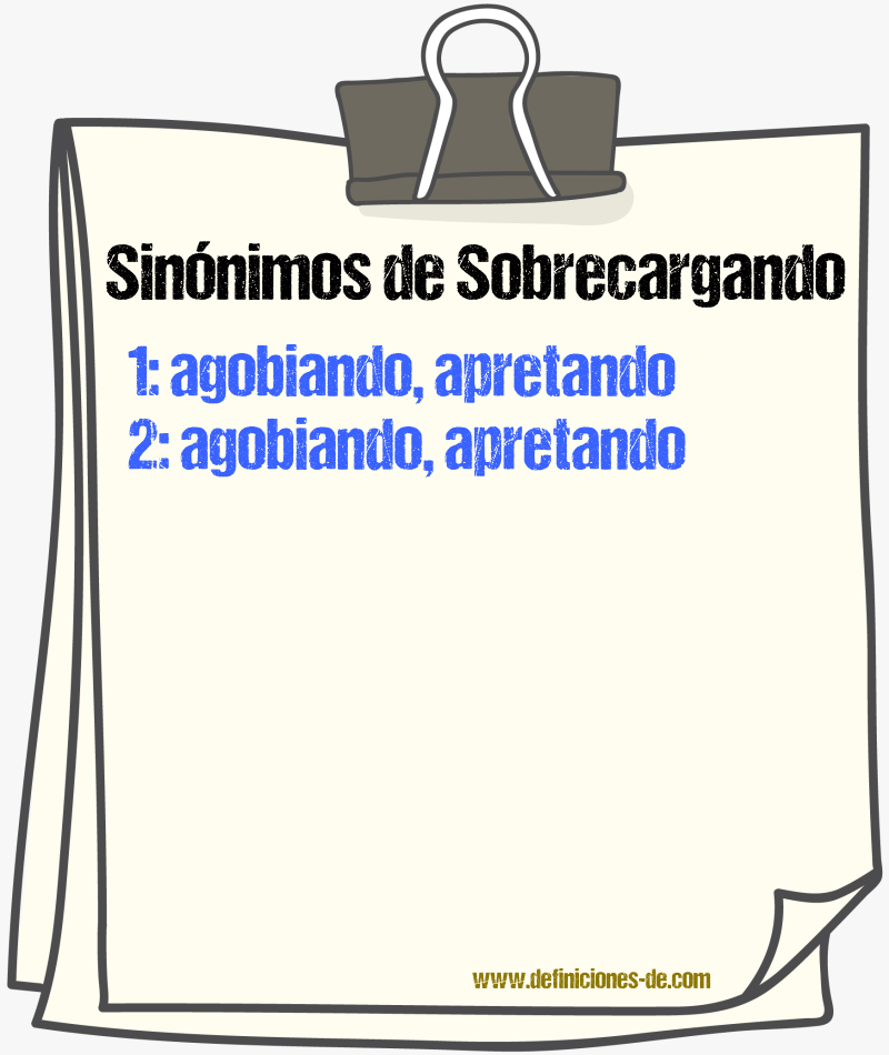 Sinónimos de sobrecargando