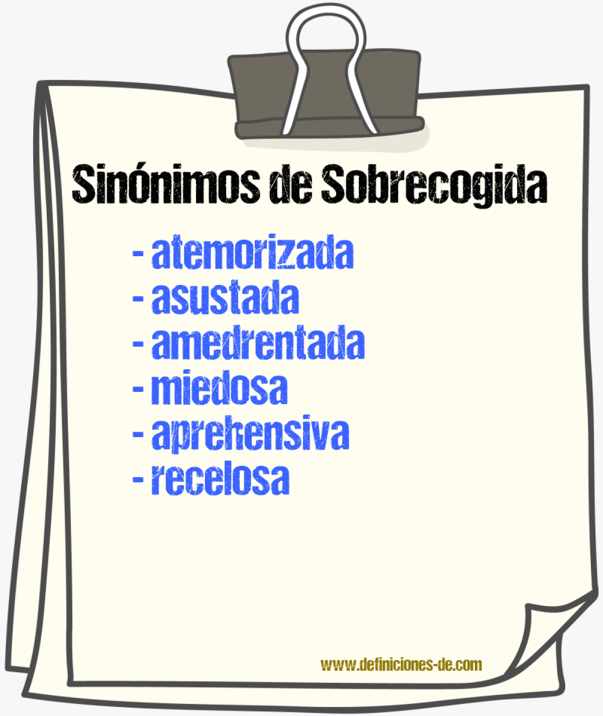 Sinónimos de sobrecogida