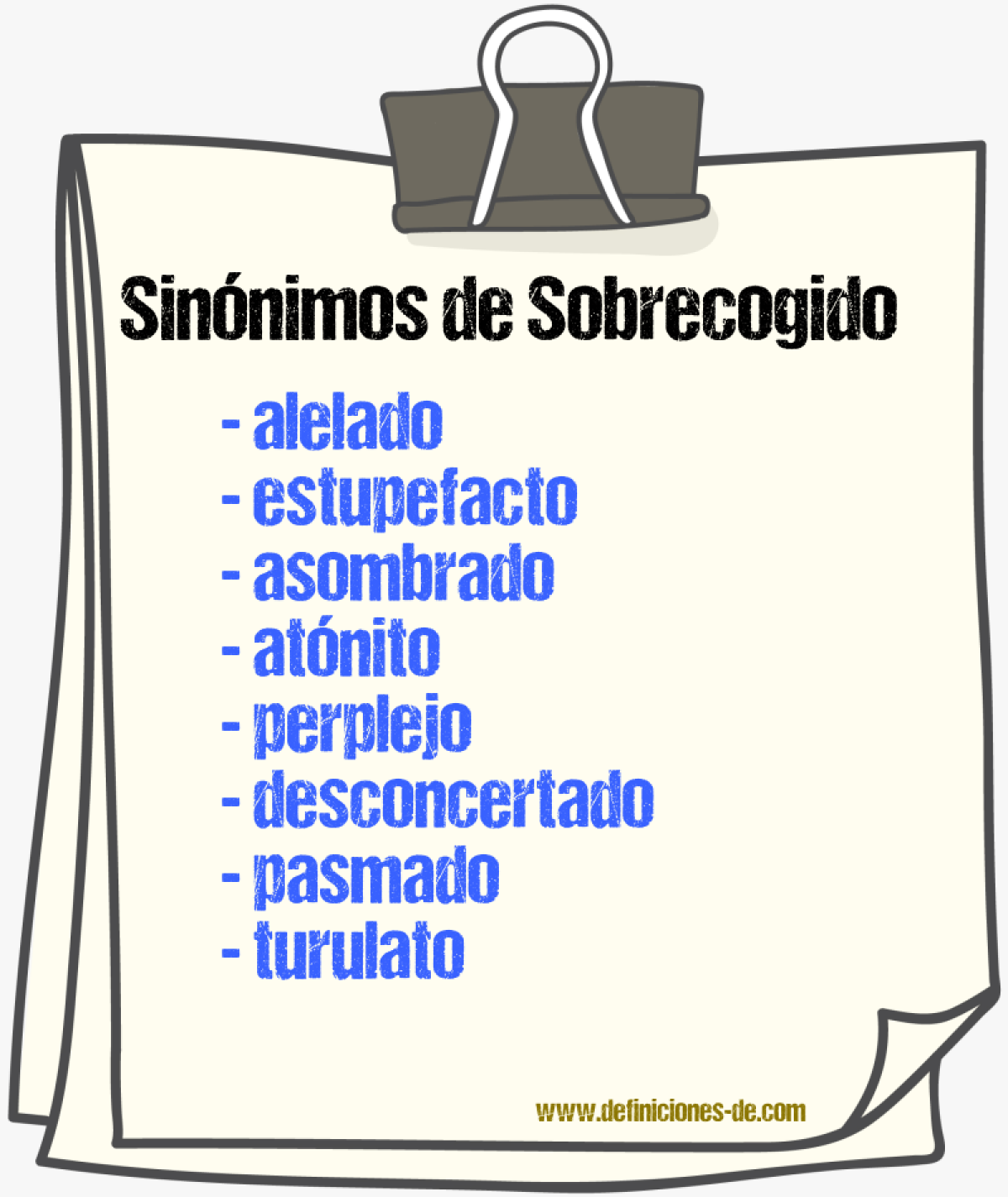 Sinnimos de sobrecogido