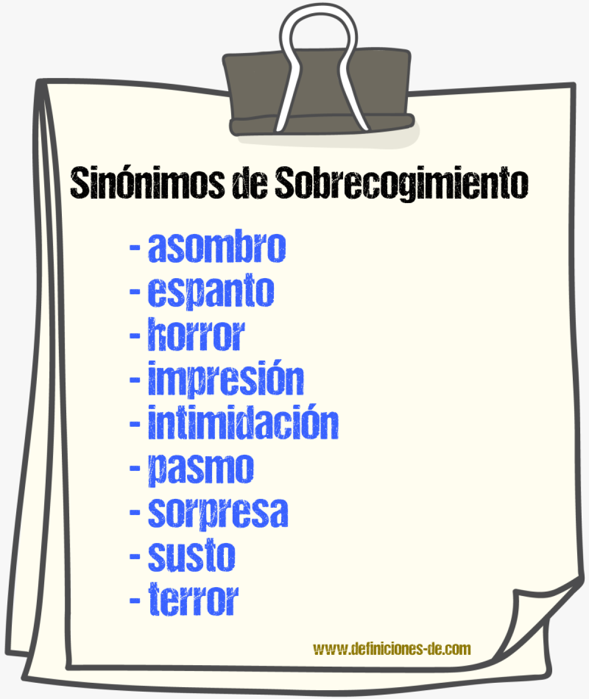 Sinnimos de sobrecogimiento