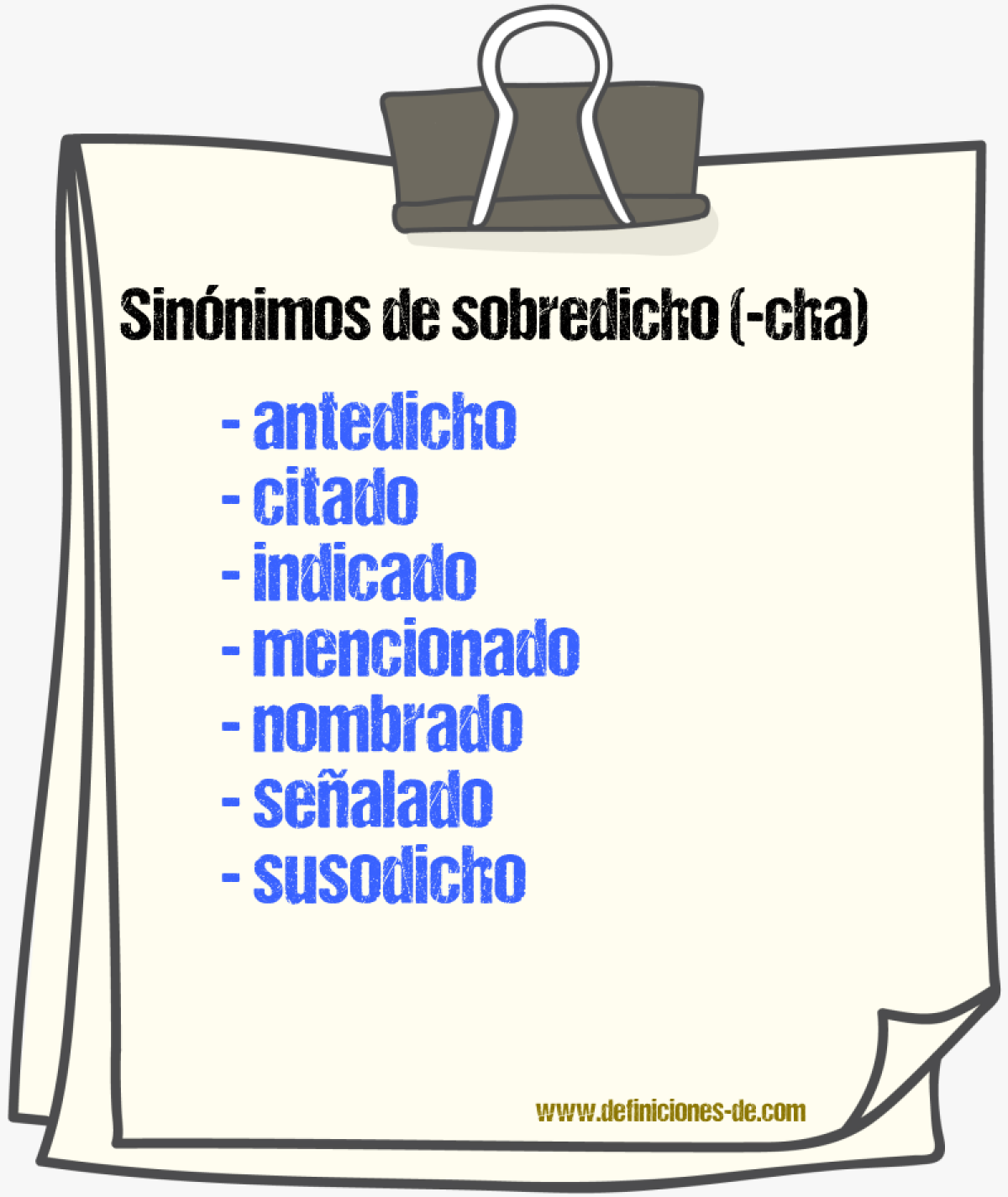 Sinnimos de sobredicho