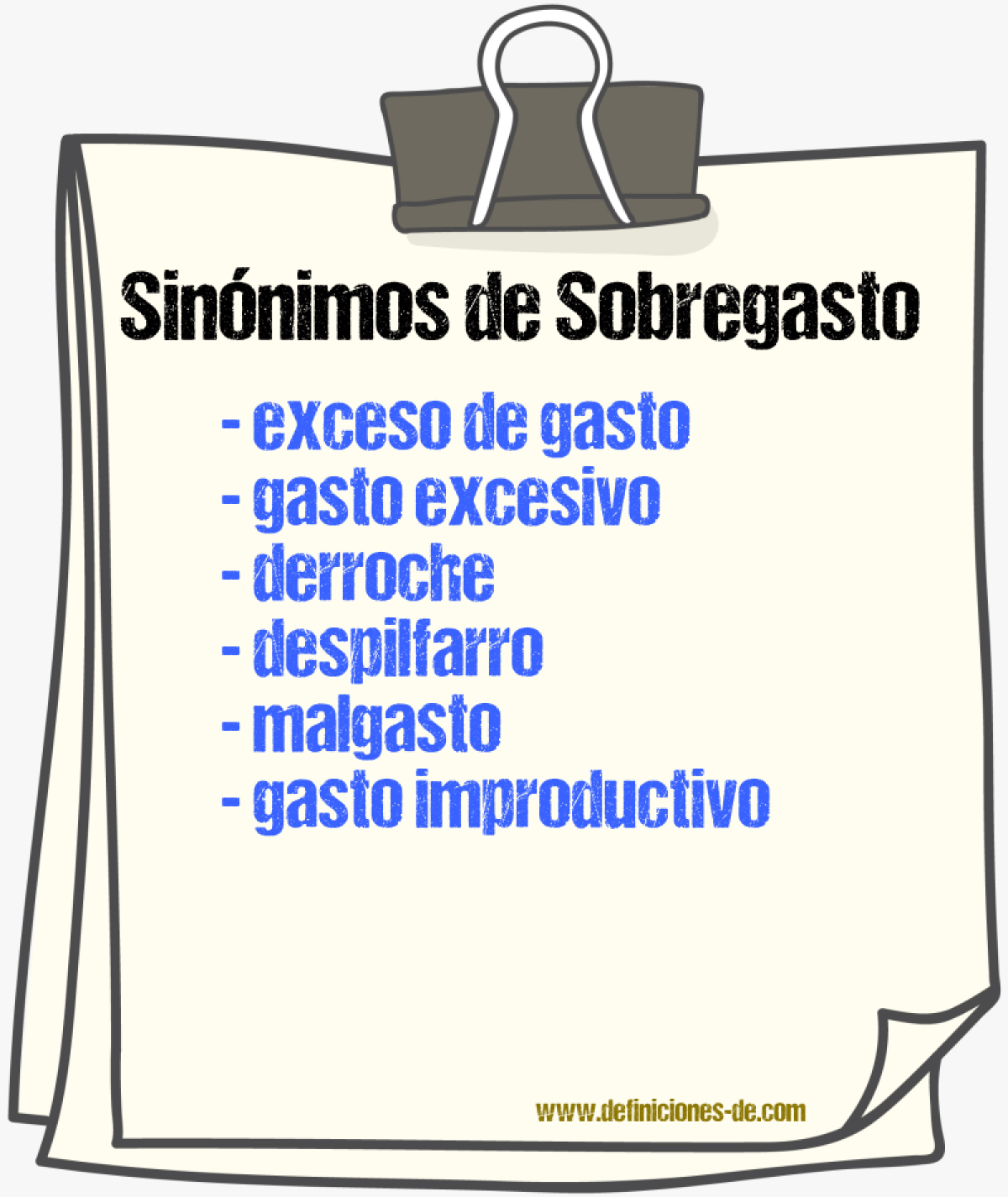 Sinónimos de sobregasto