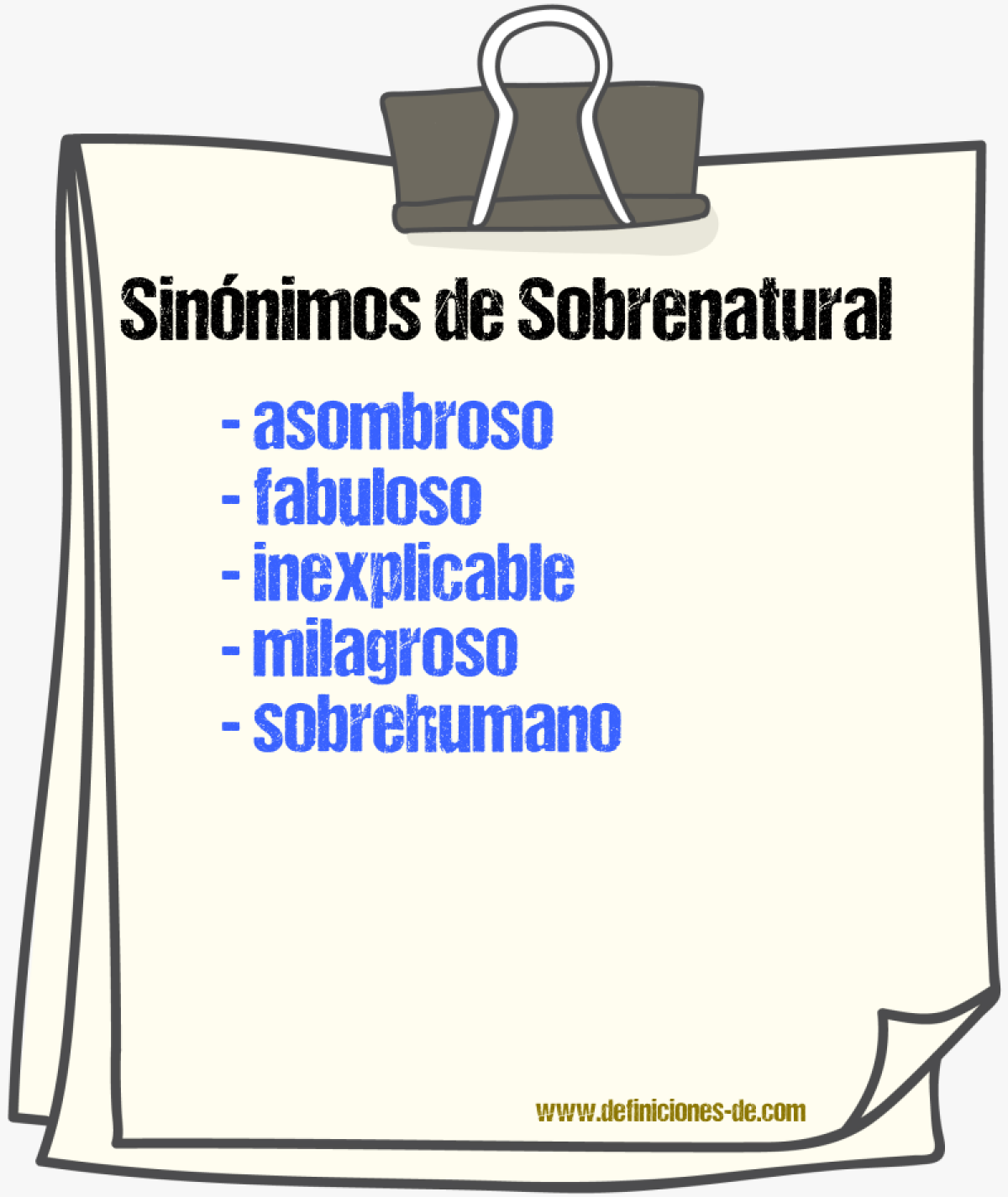 Sinnimos de sobrenatural