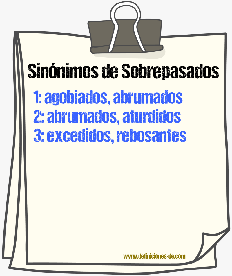 Sinónimos de sobrepasados
