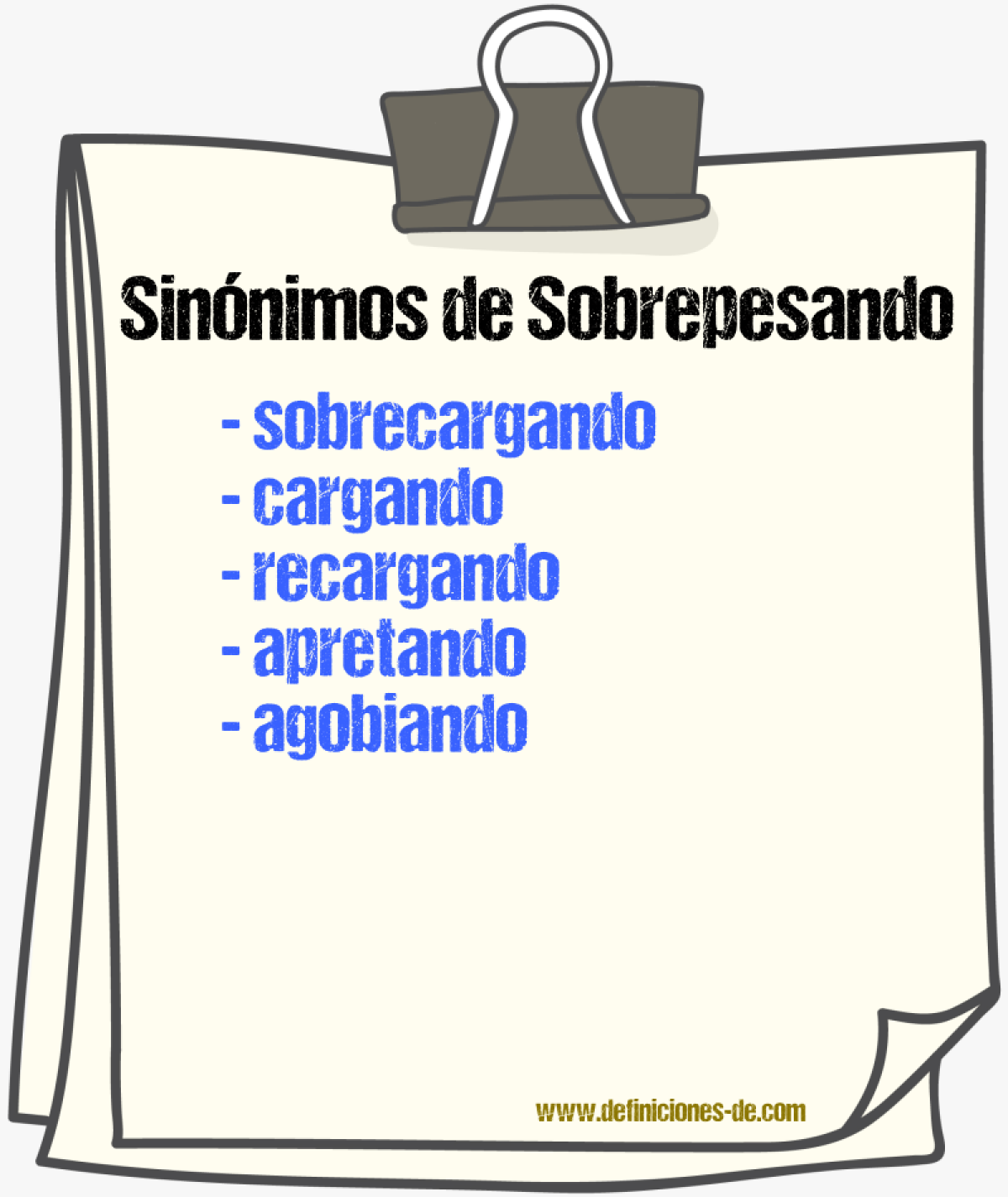 Sinónimos de sobrepesando