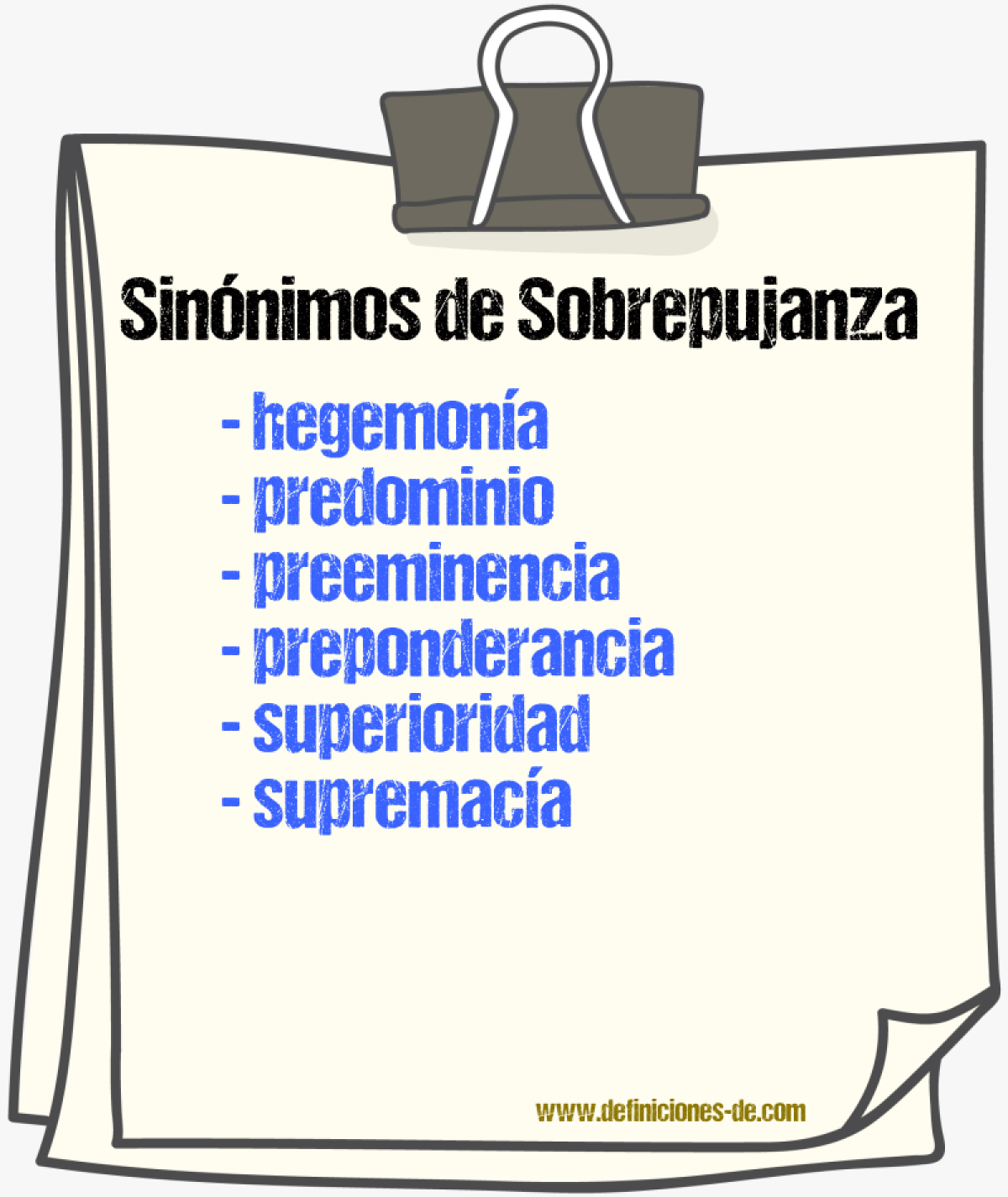 Sinnimos de sobrepujanza