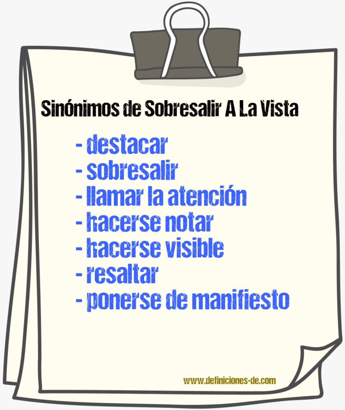 Sinónimos de sobresalir a la vista