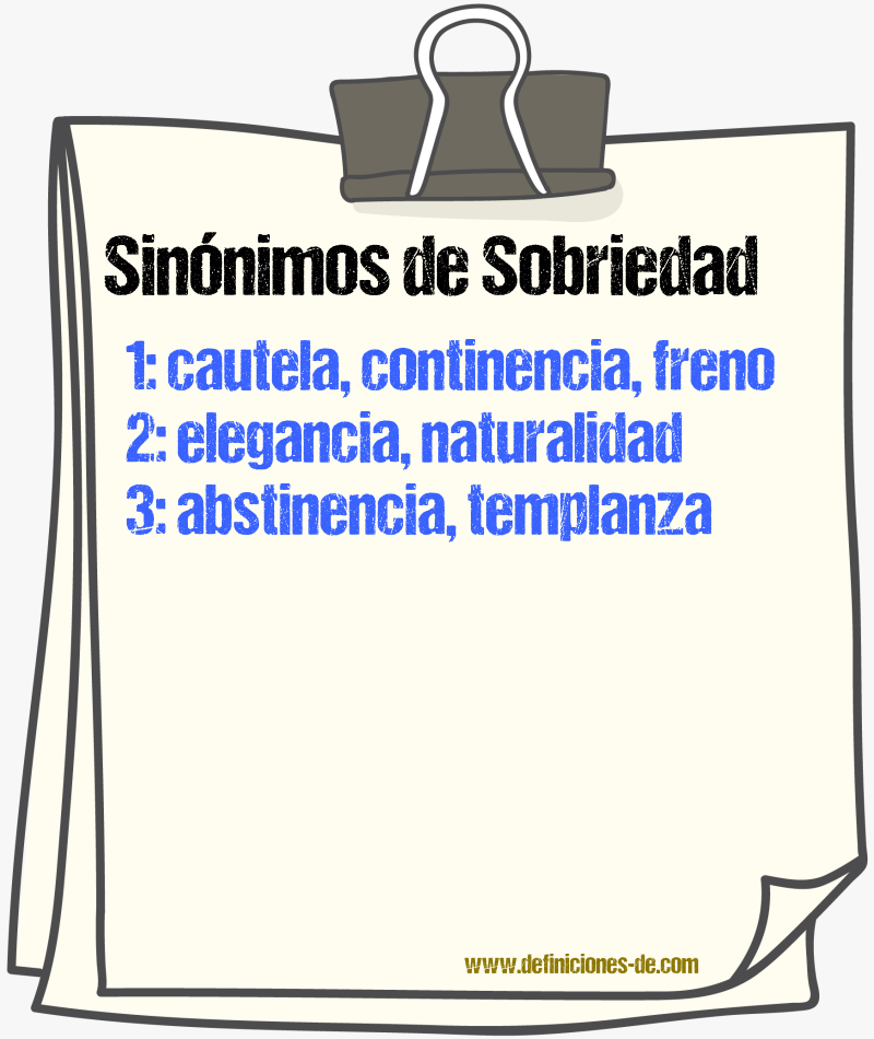 Sinnimos de sobriedad