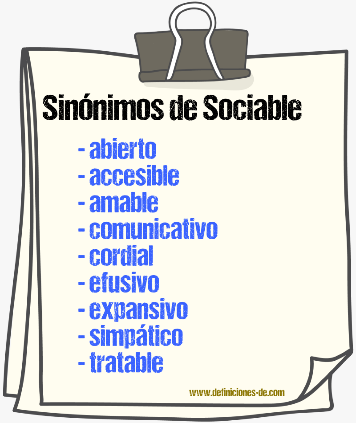 Sinnimos de sociable