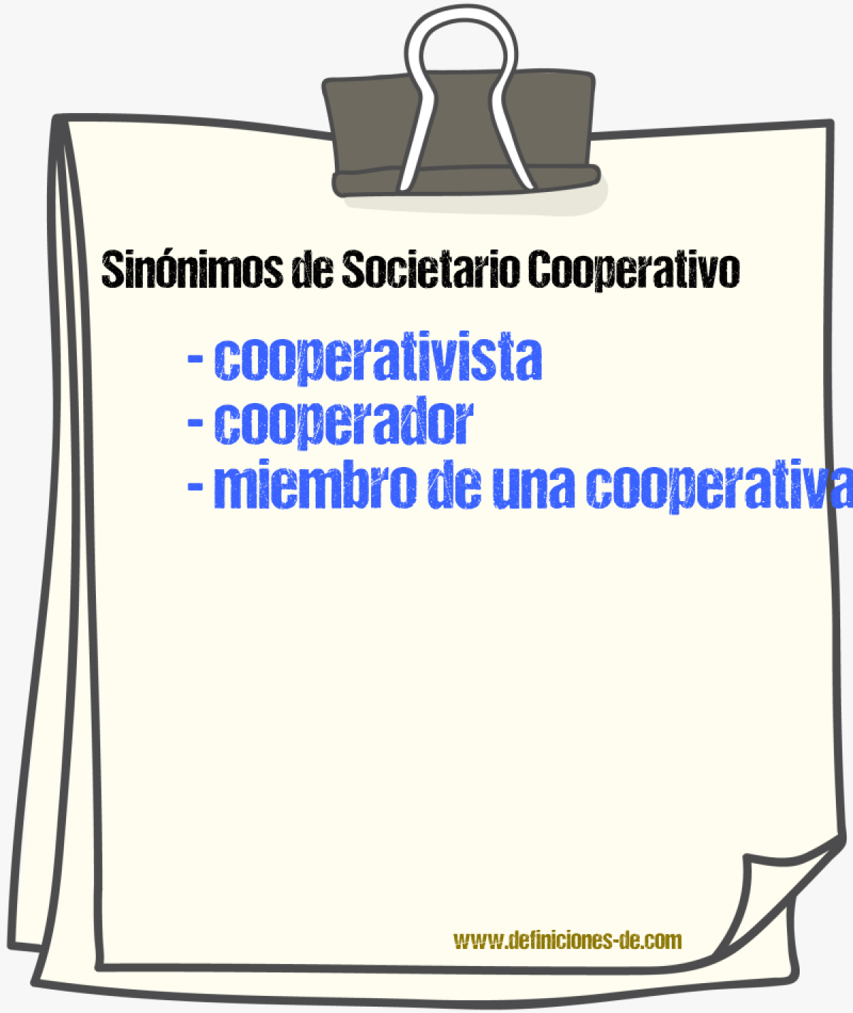 Sinónimos de societario cooperativo