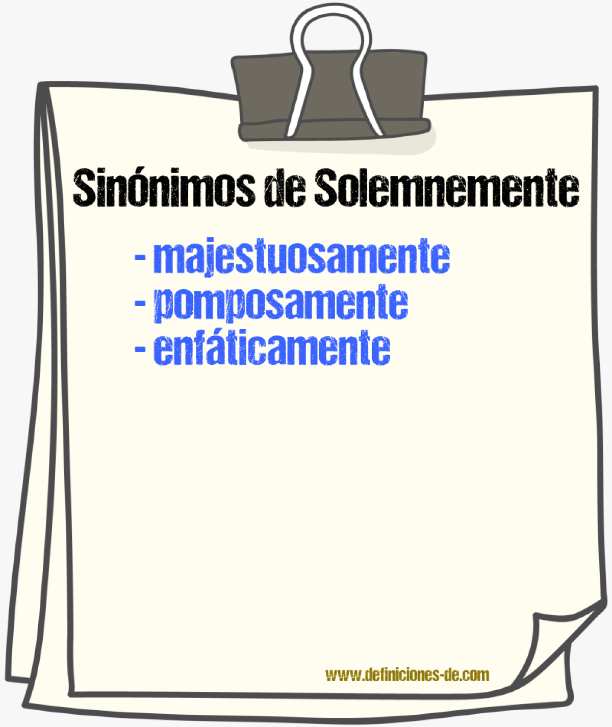 Sinnimos de solemnemente