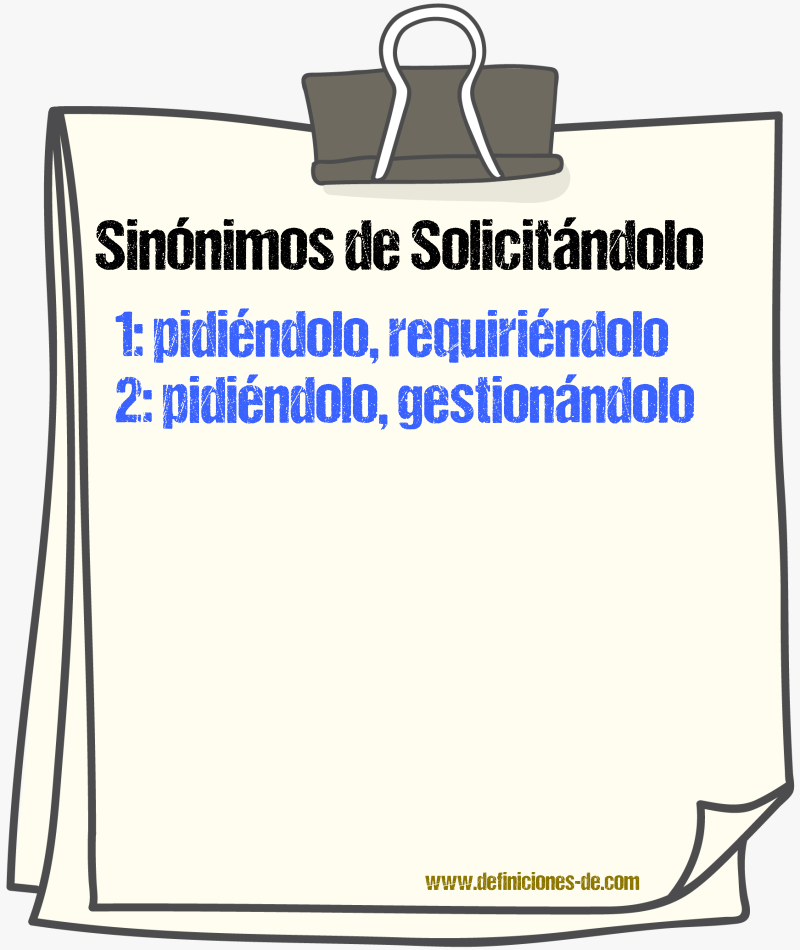 Sinónimos de solicitándolo