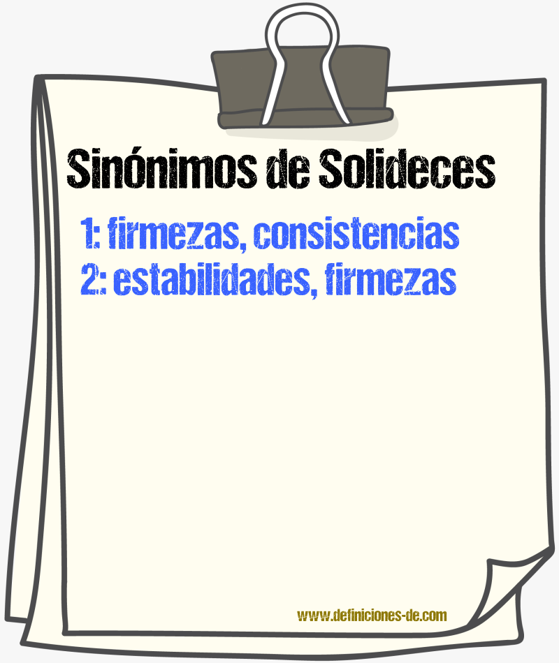 Sinónimos de solideces