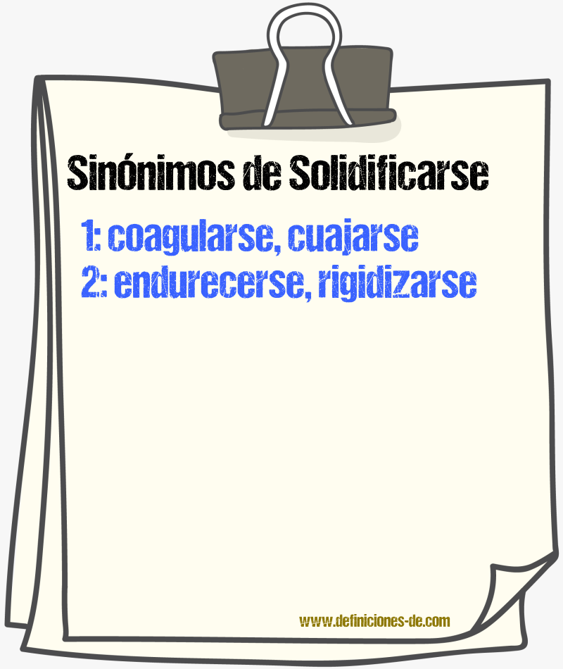 Sinónimos de solidificarse
