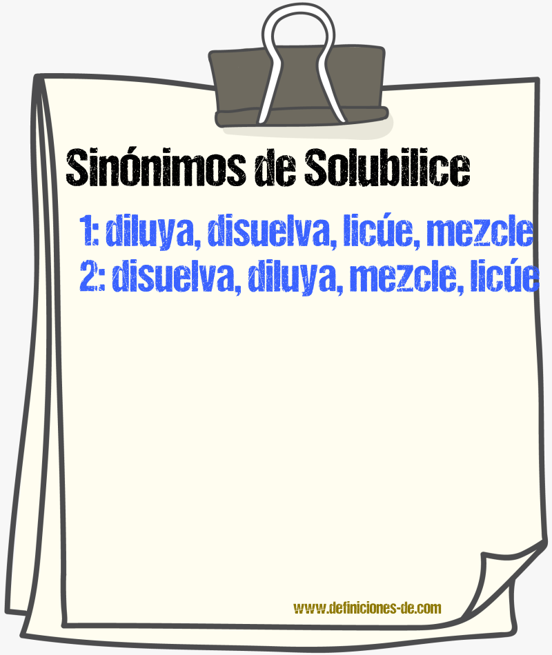 Sinónimos de solubilice