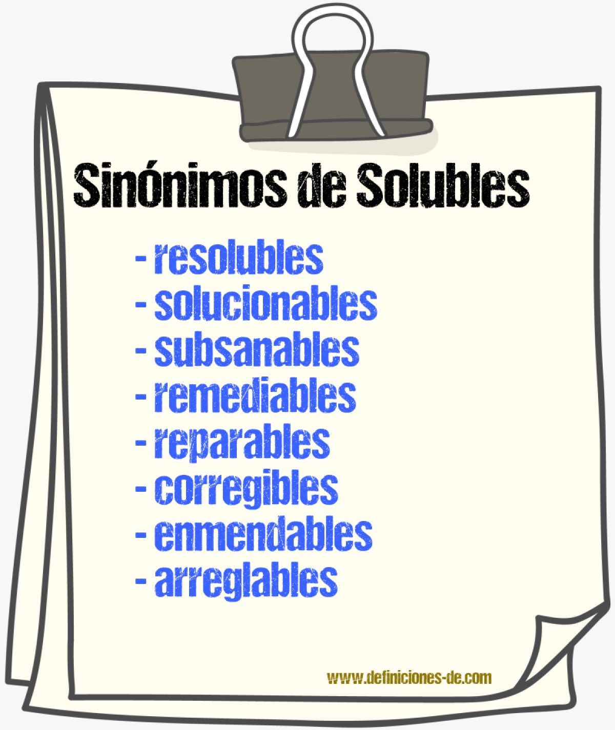 Sinónimos de solubles