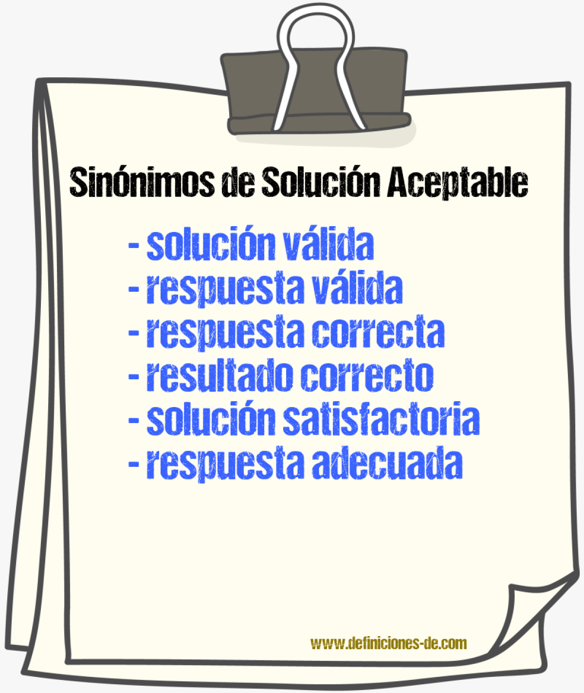 Sinónimos de solución aceptable