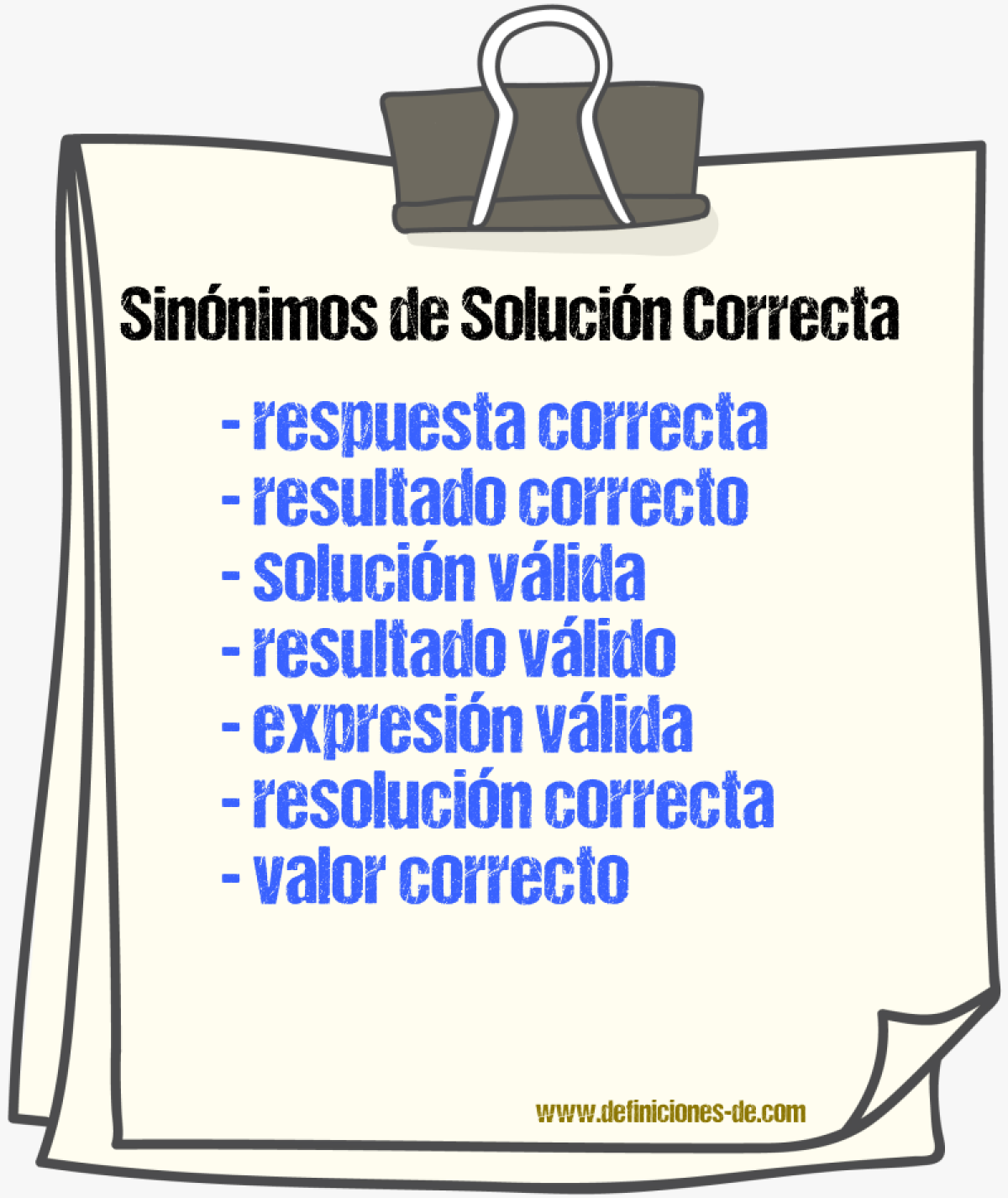 Sinónimos de solución correcta
