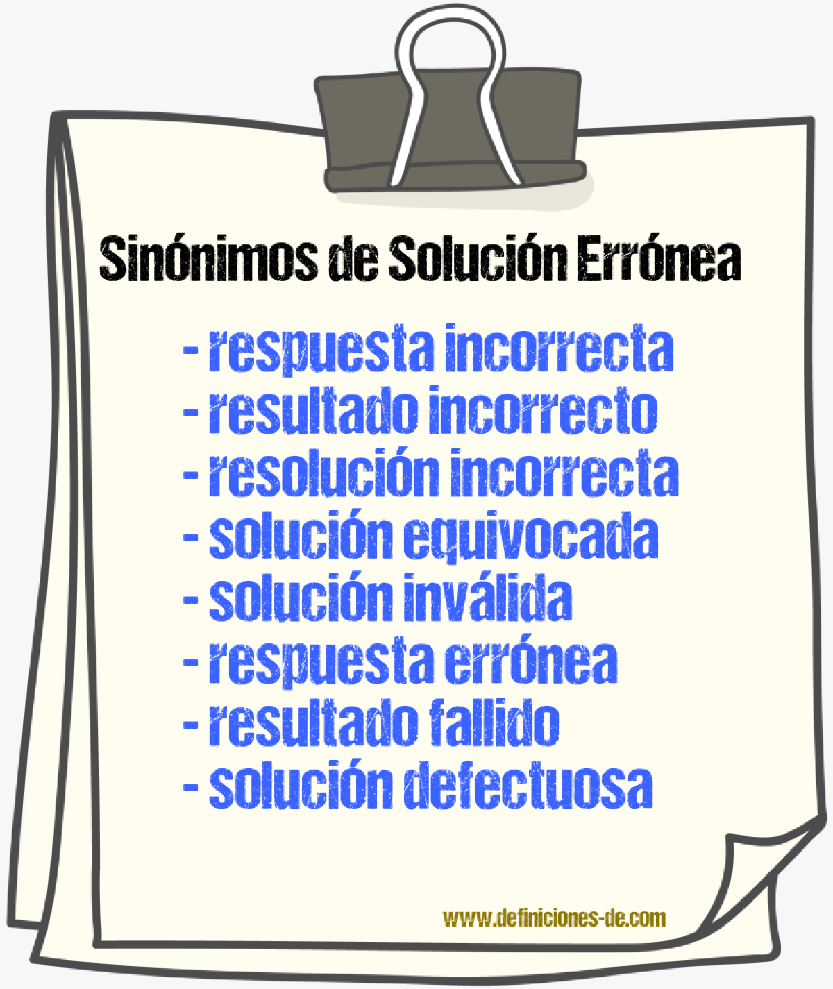 Sinónimos de solución errónea