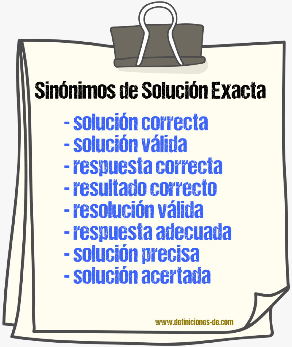 Sinónimos de solución exacta