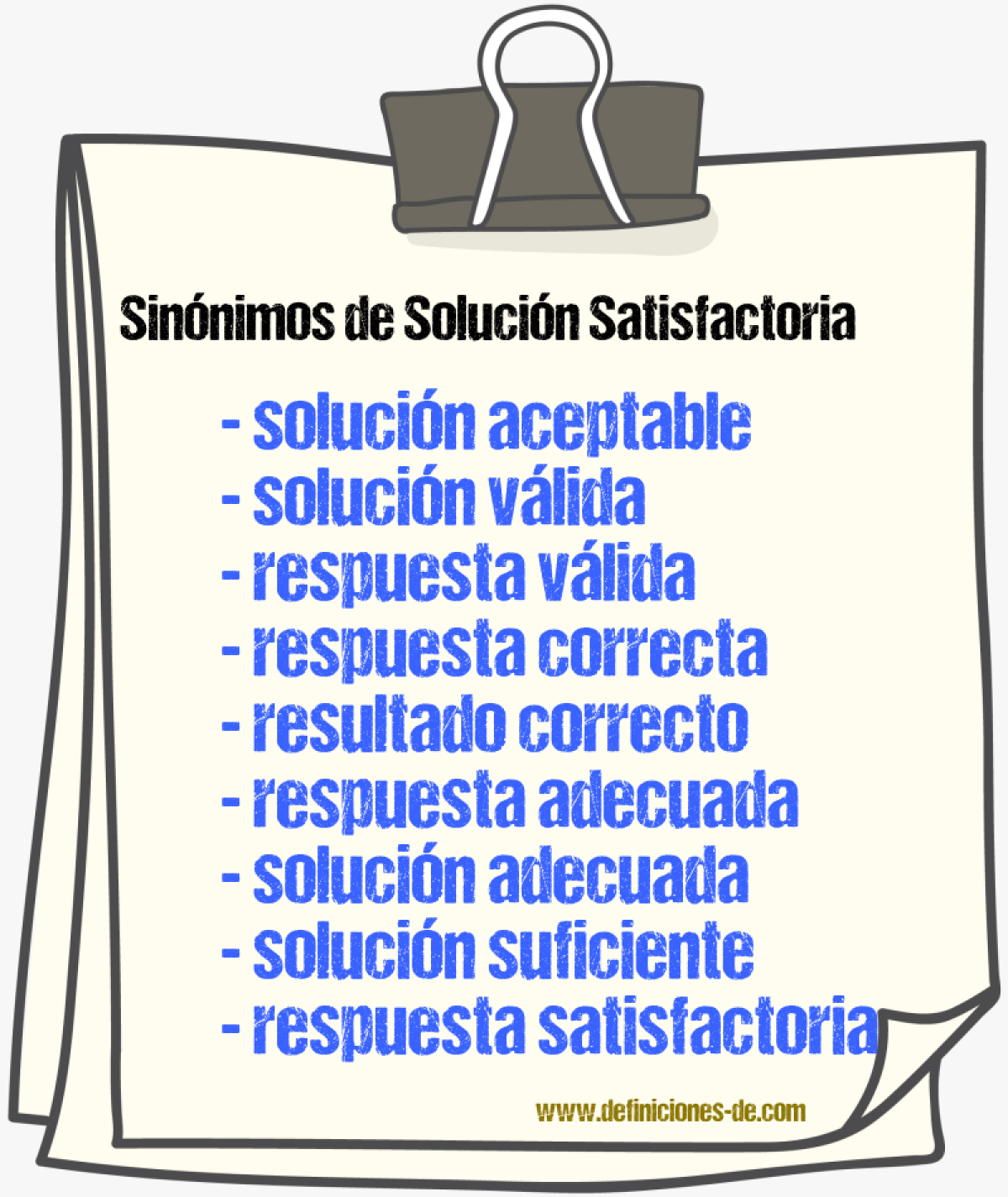 Sinónimos de solución satisfactoria