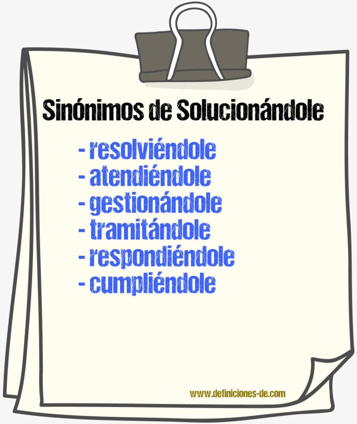 Sinónimos de solucionándole