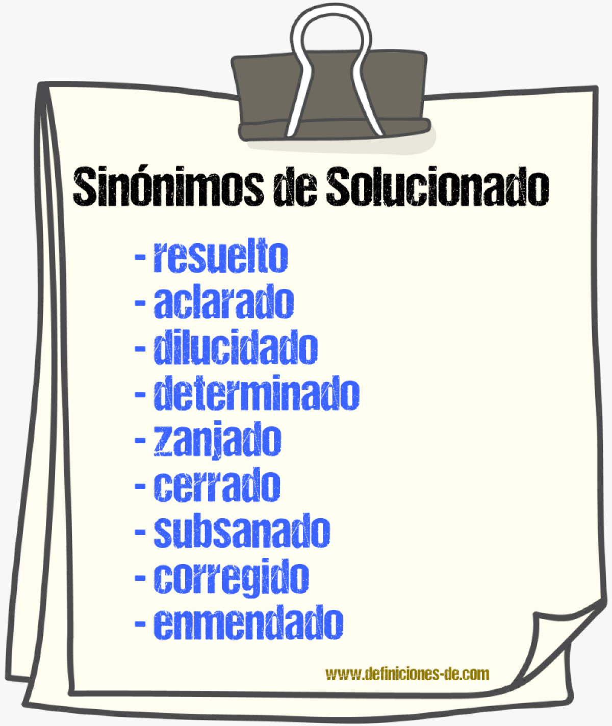 Sinónimos de solucionado