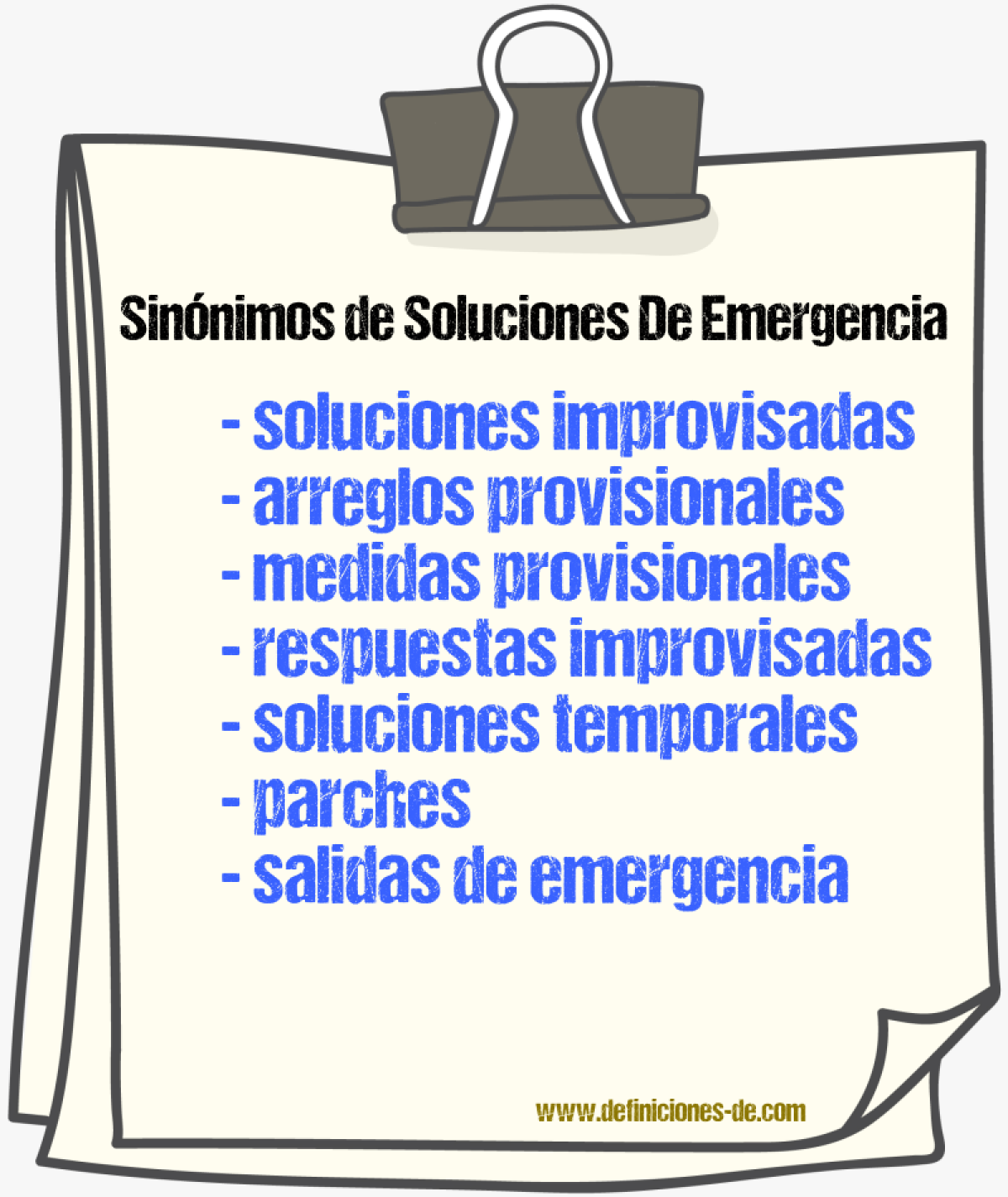 Sinónimos de soluciones de emergencia