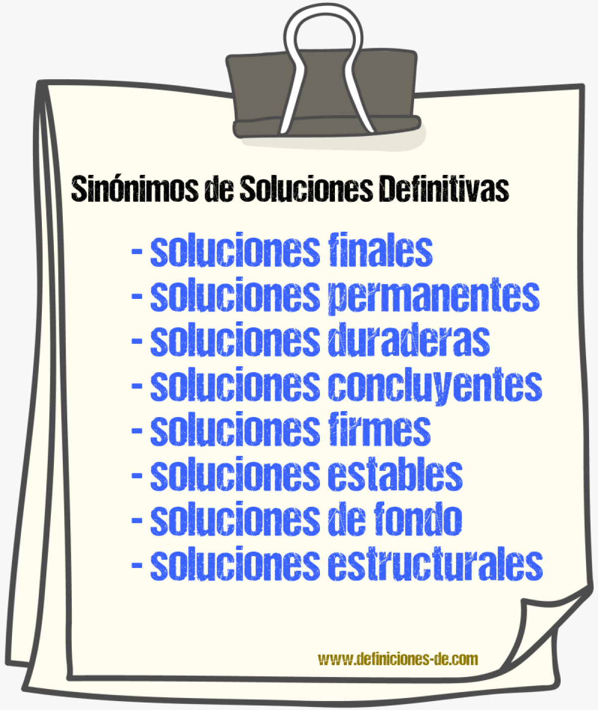 Sinónimos de soluciones definitivas